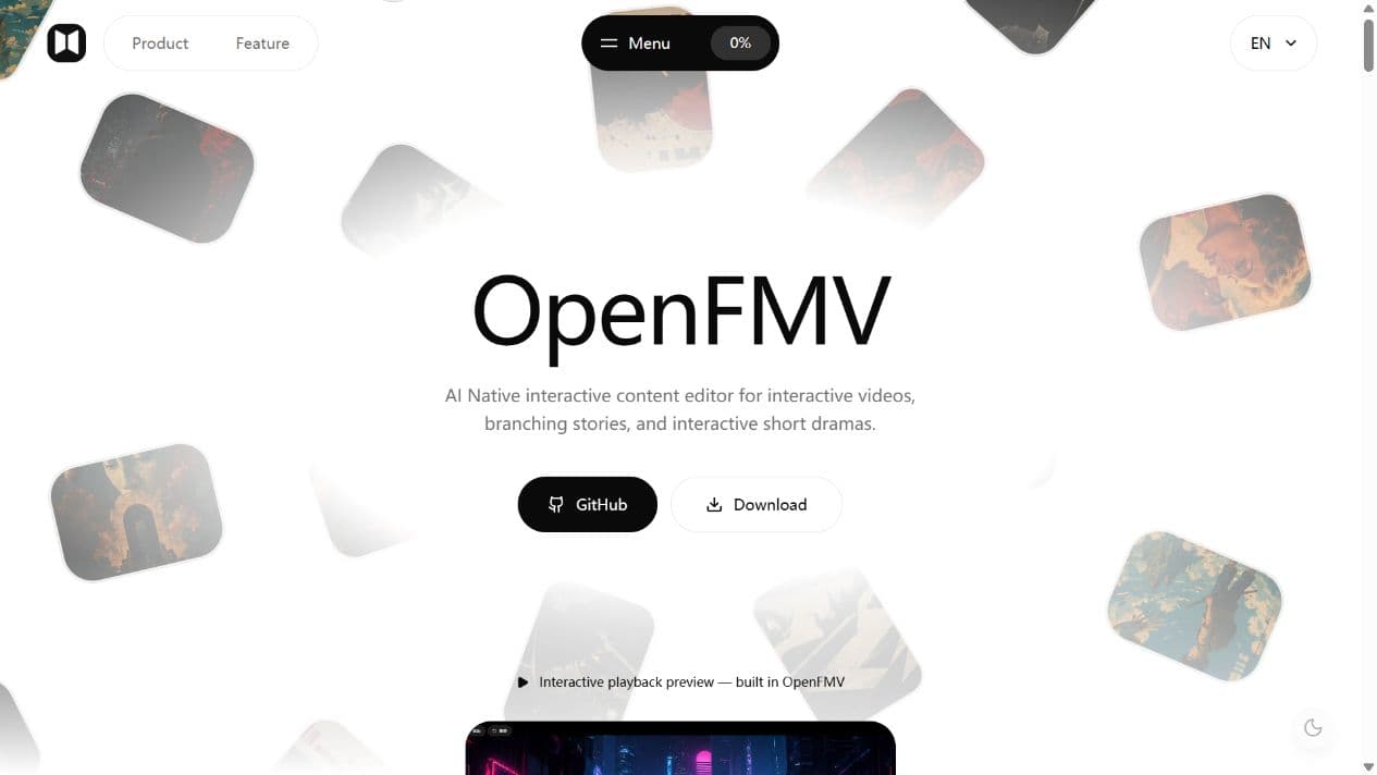 OpenFMV website homepage screenshot